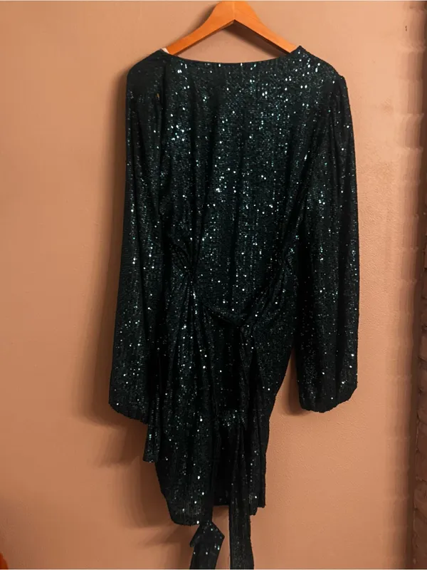 LULUS‎ Sequined Wrap Mini Dress - Image 6