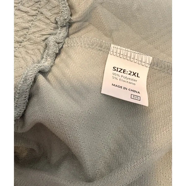 Ladies 2-pc NWOT Textured Lounge Set Top Wide-Leg Crop Pants Sage Green 2XL Plus - Image 7