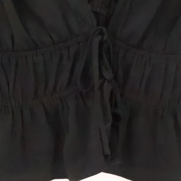 WAYF Babydoll Tie Front Top Womens Size XS Black‎ Dark Fairy Coquette Flirty - Image 3