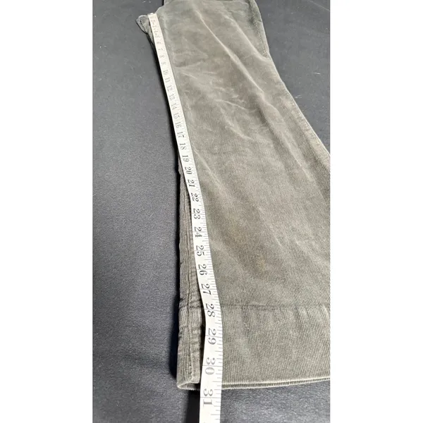HM Women Olive Green Gray Corduroy High Waist Wide Leg Flare Pocket Pants 8 - Image 9