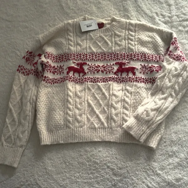 Fair Isle Cable Knit Crew Neck Sweater - Image 2