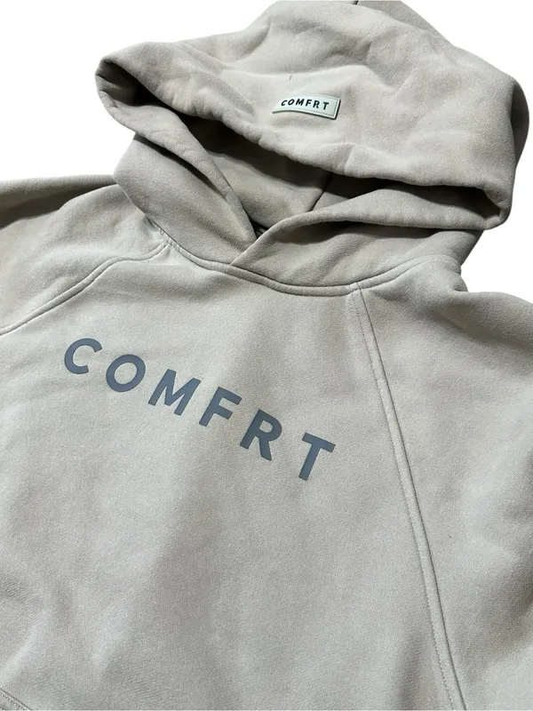 COMFRT Women's Uni-Sex Size M Cement Beige Tranquil Hooded Hoodie Sweatshirt - Image 2
