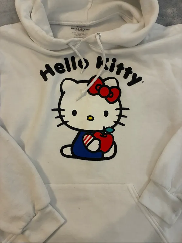 Women’s Hello Kitty by Sanrio White Pullover Sweatshirt Size Small - Image 5