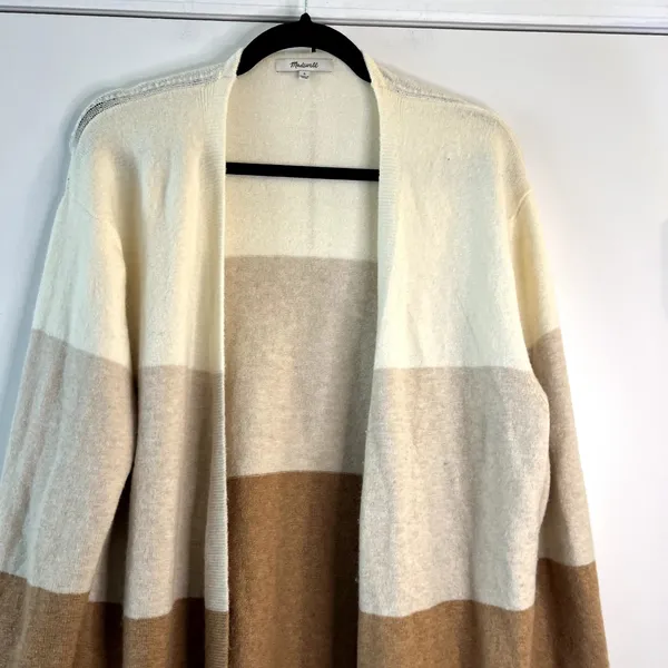 Madewell Kent Colorblock Striped Cardigan size L Wool Alpaca Pockets - Image 3