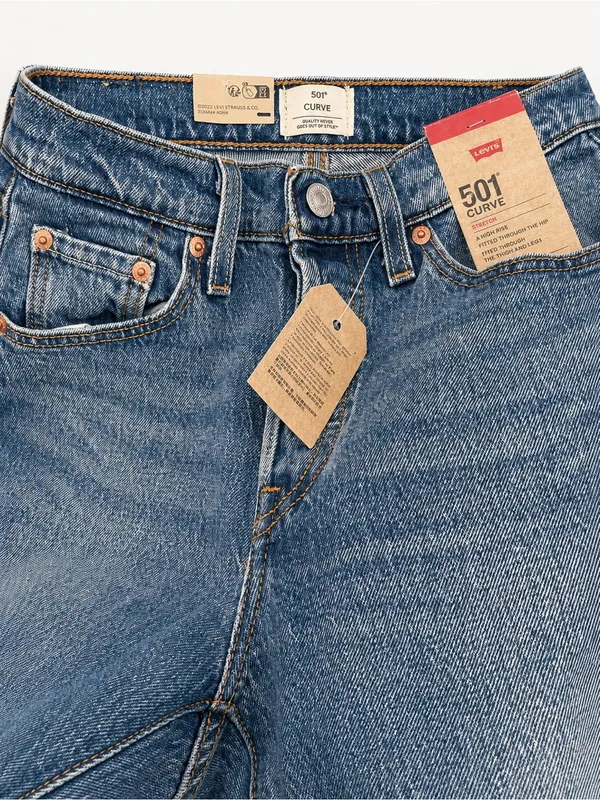 Levi's Women's 501® Straight Leg Jeans in Blue Denim with Tan Patch - Image 7