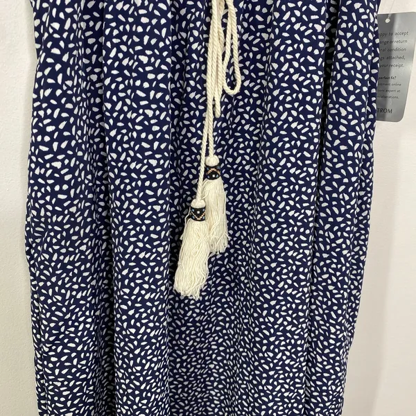 West Kei Navy Blue Dot Print Square Neck Maxi Dress‎ Women's Size Medium M NWT - Image 5