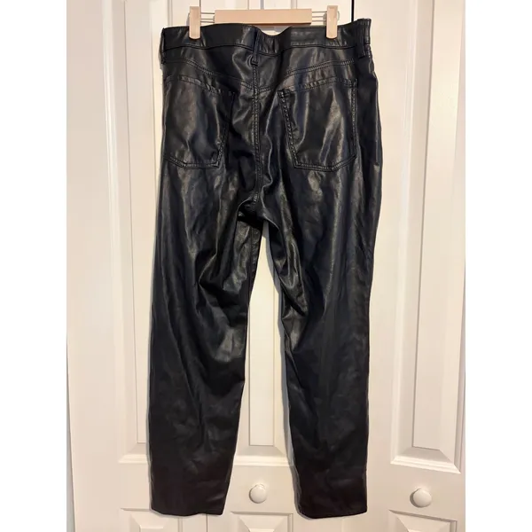 Old Navy High Rise OGG Straight Faux Leather Pants Black Size‎ 14 - Image 6