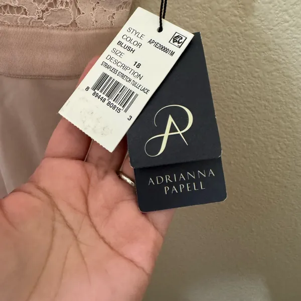 NWT Adrianna Papell Strapless Lace Tulle Dress Blush Pink Size 18 Cocktail Party - Image 8