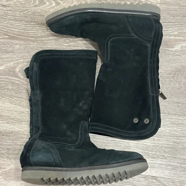 Aquatalia Paloma Black Suede Shearling Lined Snow Boots Italy‎ Apres Ski Sz 11 - Image 4