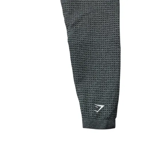 Gymshark Energy+ Seamless Leggings Charcoal Grey Marl High Waisted Eyelet Logo‎ - Image 5