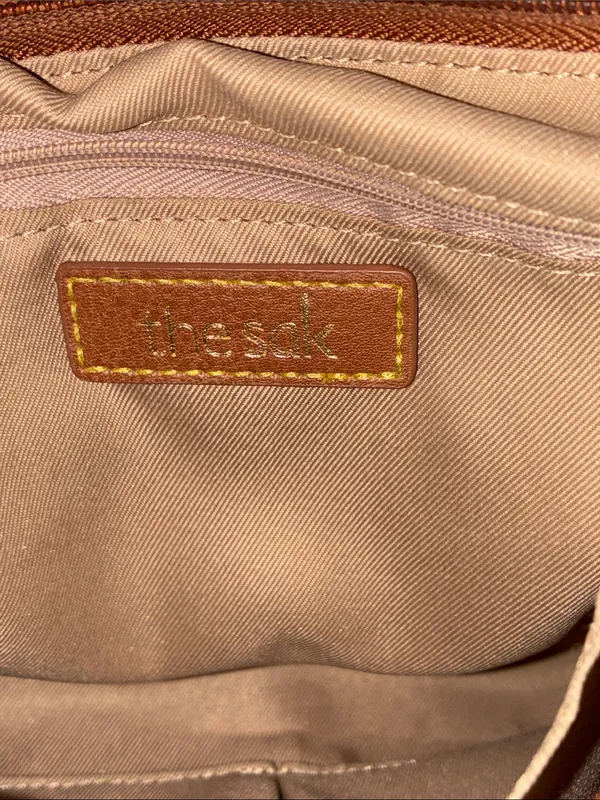 The Sak Tan Light Brown Tooled Leather Shoulder Bag Purse - Image 8