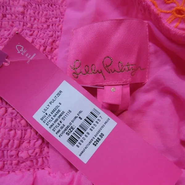 NWT Lilly Pulitzer Kina Midi in Pink Isle Psychedelic Swirl Eyelet Dress 8 $268 - Image 9