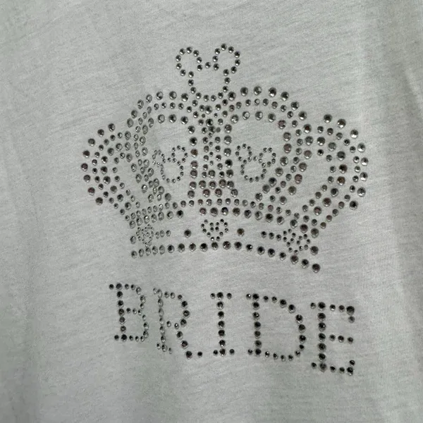Rhinestone BRIDE Crown Disney Parks Fitted Scoop Neck Bachelorette Tee L - Image 2