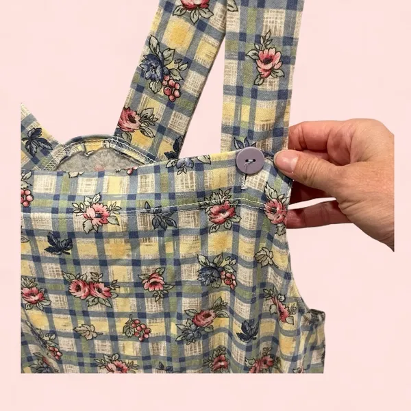 Cute vintage 80’s cottagecore granny floral windowpane jumper skirt mini - Image 4