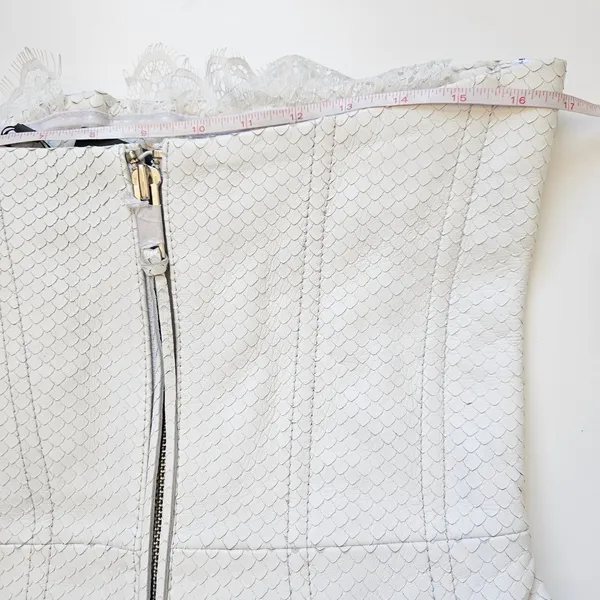Retrofête Amberly Leather‎ Dress in Optic White Size M NWT Snakeskin Mini Lace - Image 11