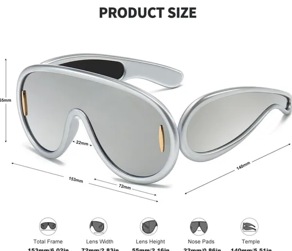 Gray Acetate oversized aviator sunglasses Loewe feat sleek design Silver Chrome - Image 3