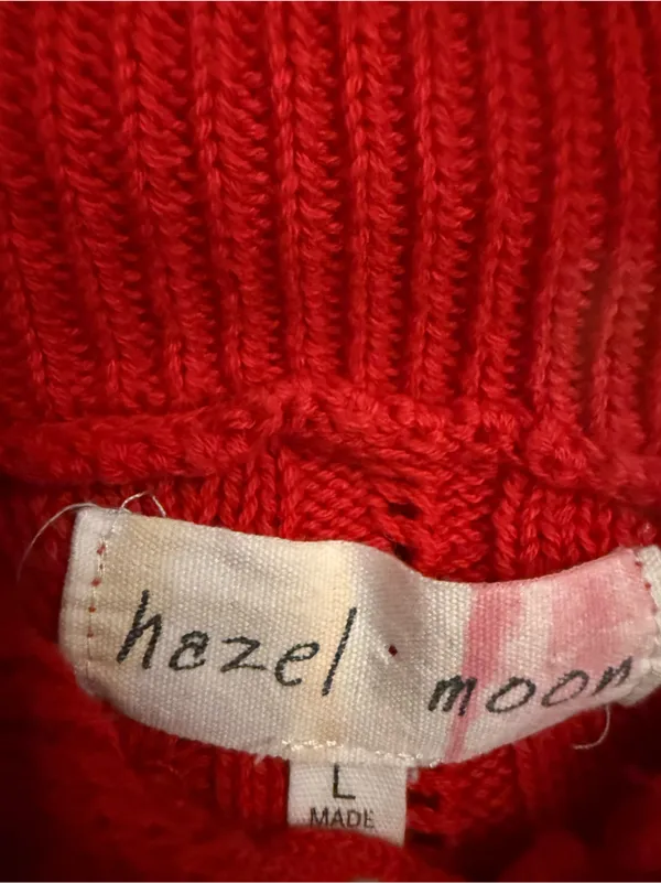 Hazel Moon Tie Front Floral Embroidered Cardigan Sweater Red Short Sleeve Large - Image 2