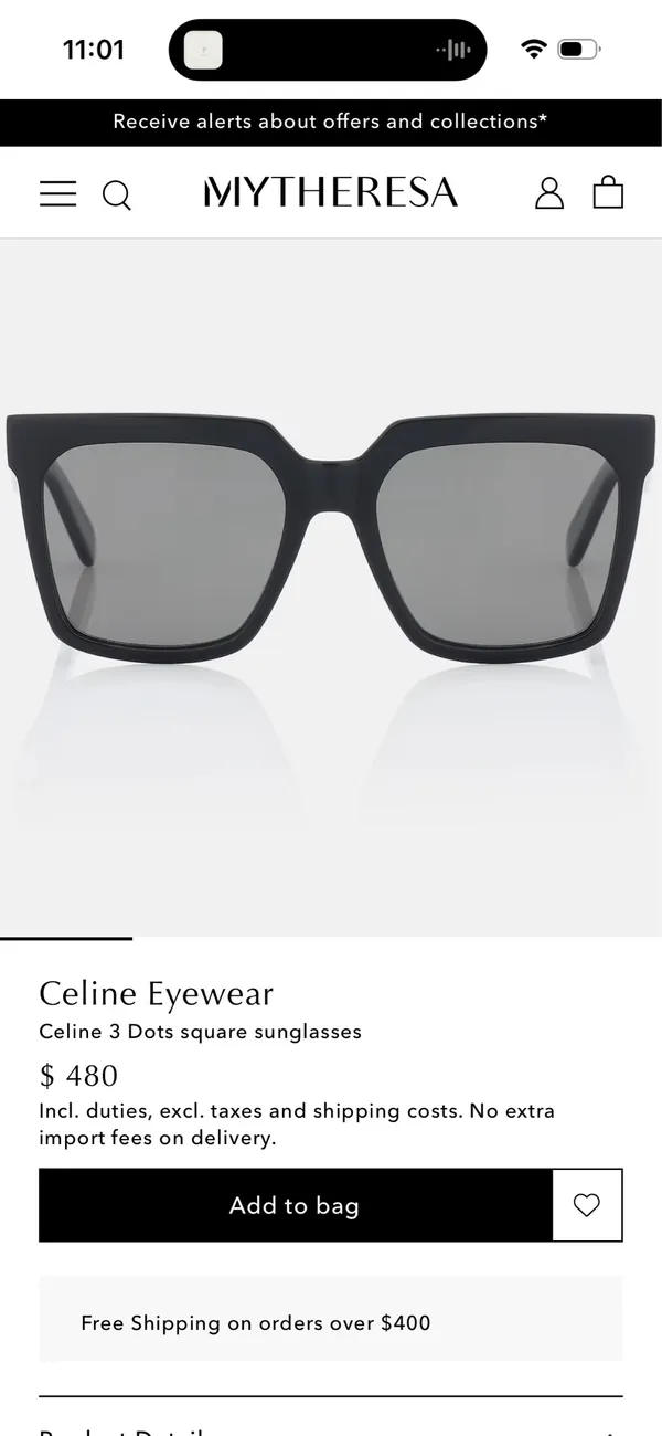 Celine Square Oversized Sunglasses - Image 2