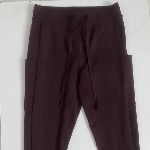 Alo Yoga Women XS‎ Plum Burgundy Cargo Pocket Drawstring Leggings Sweatpants - Image 2