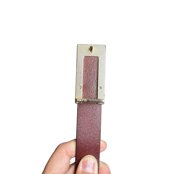 VTG Red Brown Adjustable Leather Belt Brass Buckle Minimalist Retro Western Boho - Image 13