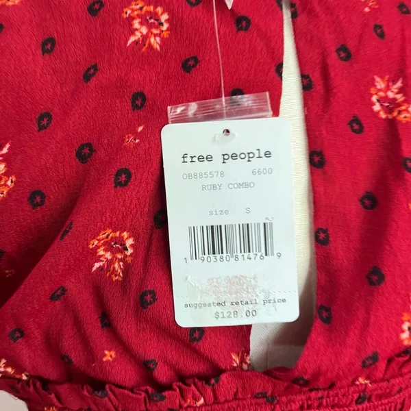 Free People Ruby Combo Two Faces Smocked Mini Dress Red Boho‎ Small NWT - Image 5
