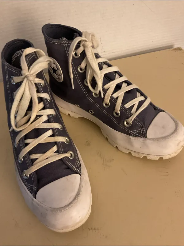 Converse women blue canvas Chuck Taylor platform high top sneakers US 6 - Image 7