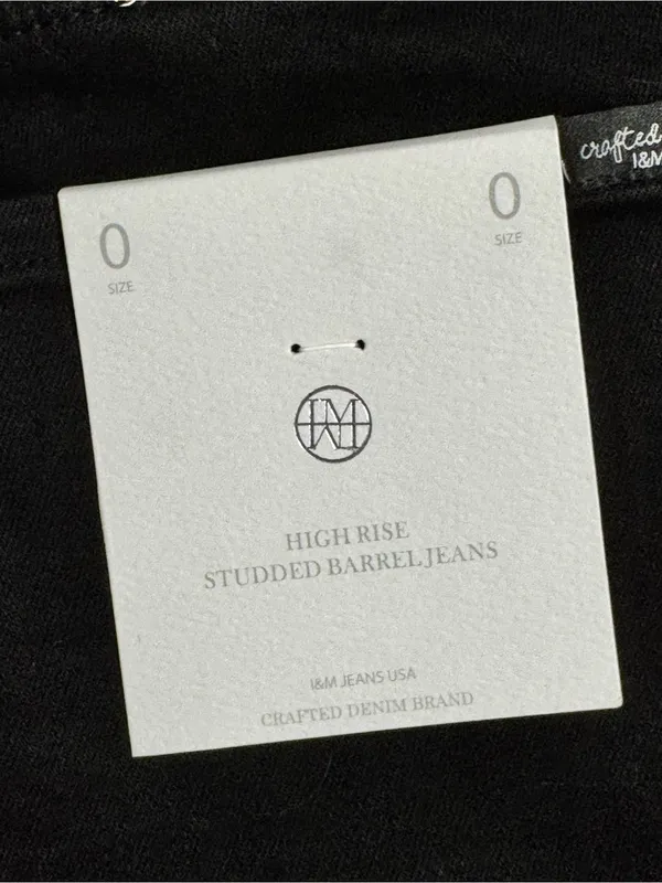 I&M High Rise Black Barrel Studded Jeans - Image 9
