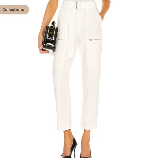 GRLFRND Belted High Rise Zipper Pocket Skylar Off White Denim Jeans NWT Size 26 - Image 2