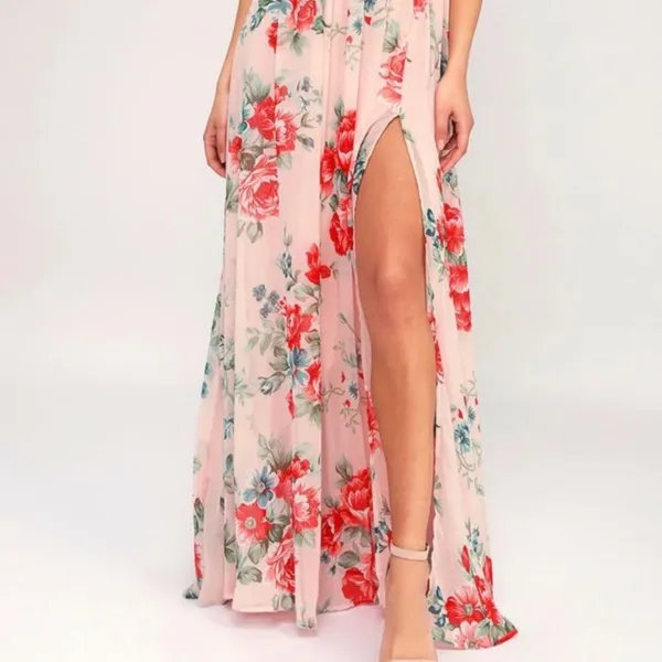 Lulu’s Garden Meandering Maxi Dress Blush Floral NEW WITH TAGS Small - Image 4