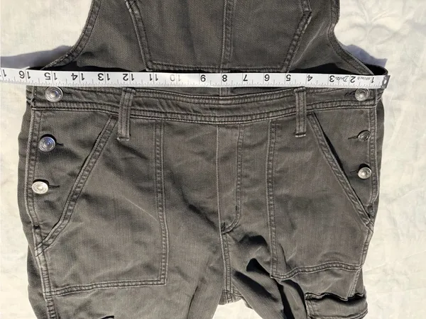 aerie baggy gray Cargo Denim Overalls wide leg size M - Image 12