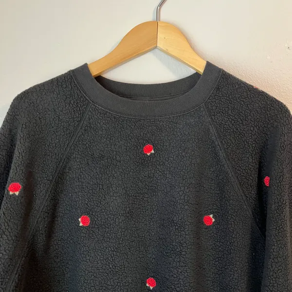 Victorias Secret PINK Embroidered Rose Oversized Crewneck Sweatshirt - Image 2