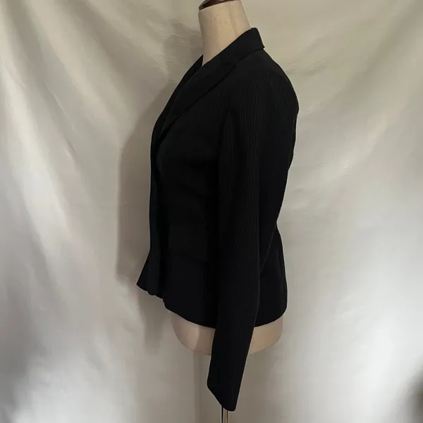 Y2K Anne Klein Pinstripe Womens Blazer Sz OP Career Quiet Luxury Academia Gray - Image 6
