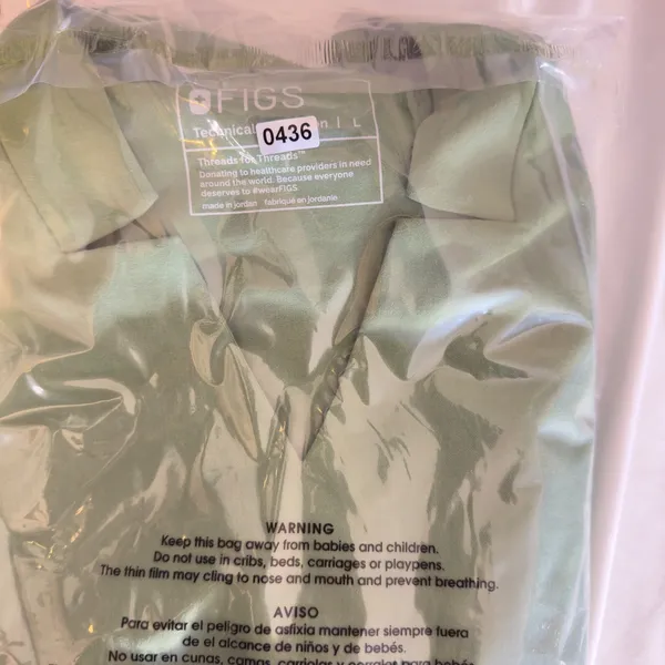 436 | FIGS Technical‎ Collection Womens L Notched V-Neck Scrub Top Moss Green - Image 7
