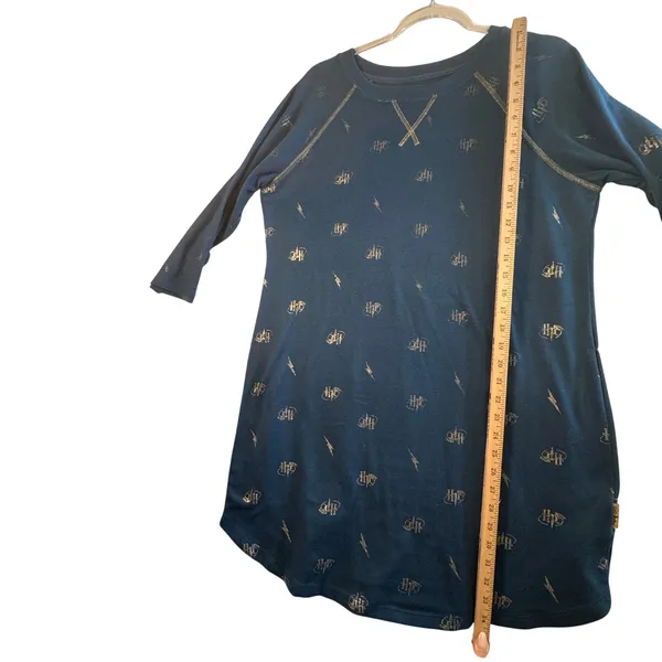 Harry Potter Sleep Shirt‎ Nightgown Blue Gold Foil Logo Lightning Bolt Size S-M - Image 6