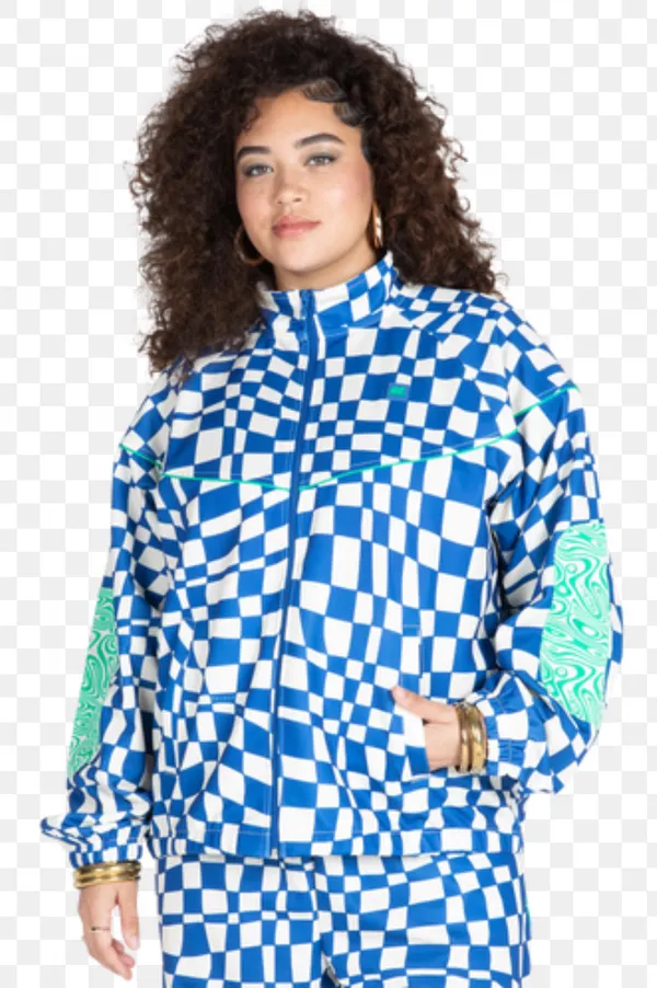 MELODY EHSANI Womens Track Jacket In Checked Blue Size Small - Image 2