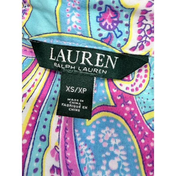Lauren Ralph Lauren Paisley Shirt Dress 100%‎ Cotton XS/XP Turquoise Pink Tunic - Image 4