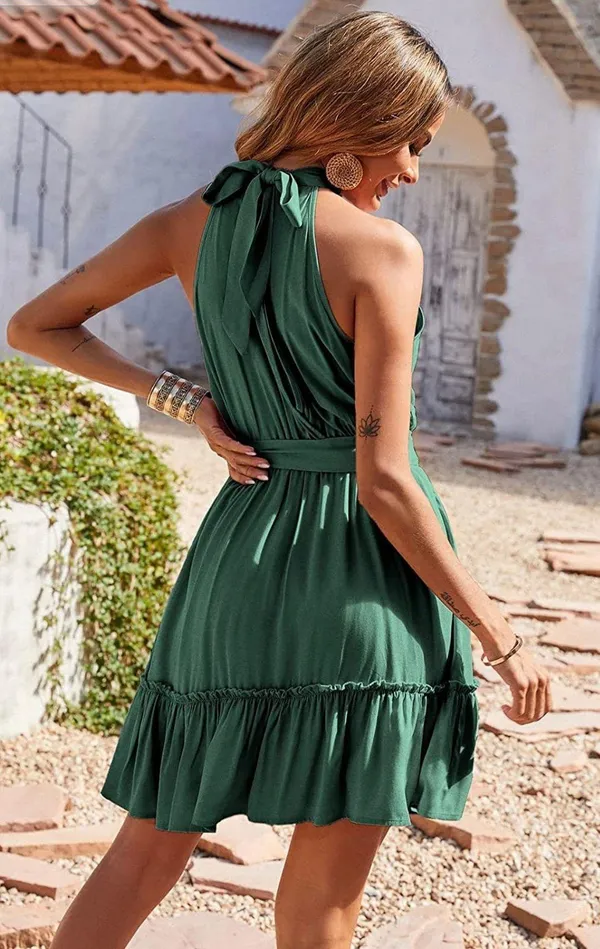 BTBFM Women’s Large Green Halter Top Dress - Image 3