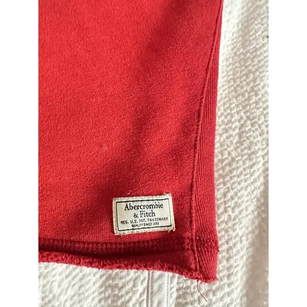 Abercrombie and Fitch red cropped hoodie sz M - Image 2