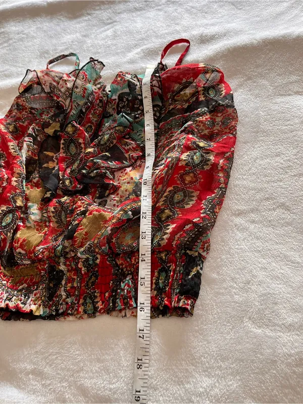 WET SEAL Boho Festival Print Smocked Waist Cami Tank Top Women’s Sz S EUC - Image 6