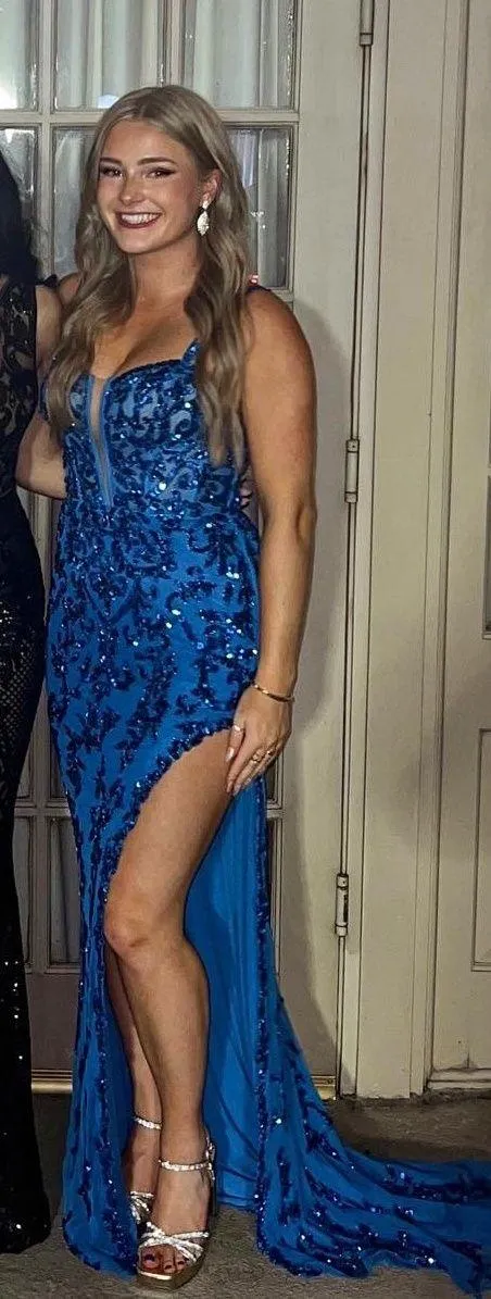 Sherri Hill Blue Prom Dress - Image 4