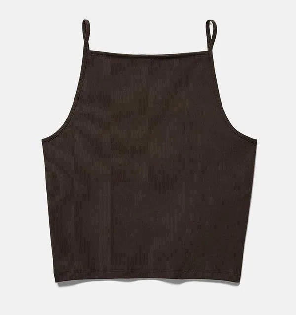 Outdoor Voices SuperForm Brown Ribbed Sleeveless Cami Camisole Crop Tank Top M - Image 2