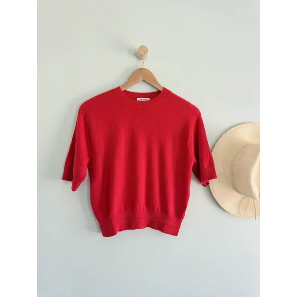 Madewell | NWT 100% Cashmere Relaxed Sweater Tee Ruby Red | Sz XXS - Image 2
