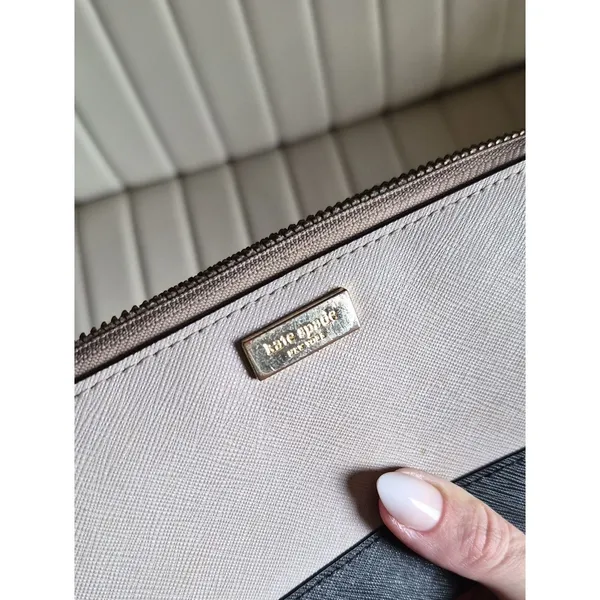 Kate Spade Two-Tone Zip Wallet in Cream and Black - Image 11