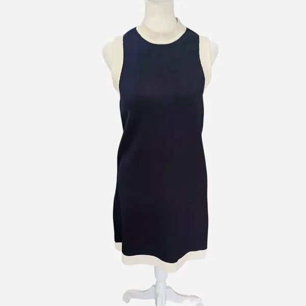 Tuckernuck Marie Dress Navy White Contrast Trim Knit Shift Mini XS - Image 4