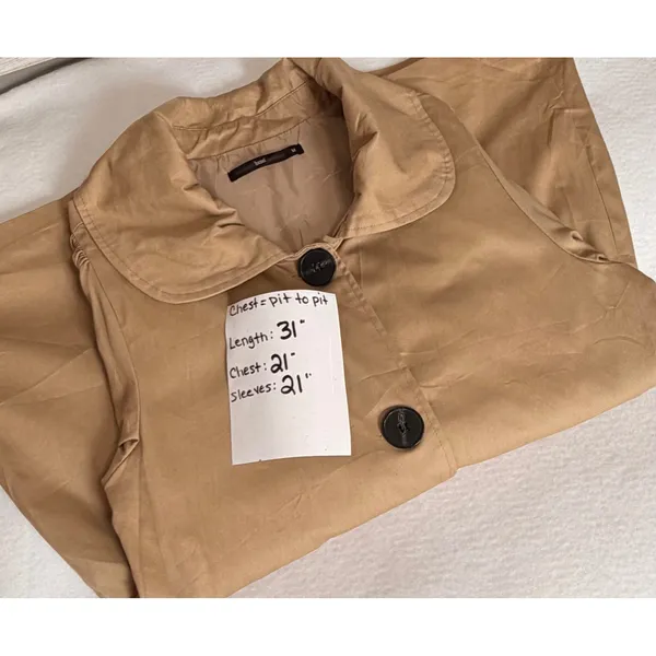 Hazel Anthropologie Beige Swing Coat Balloon Sleeve Peter Pan Collar Medium NWOT - Image 6
