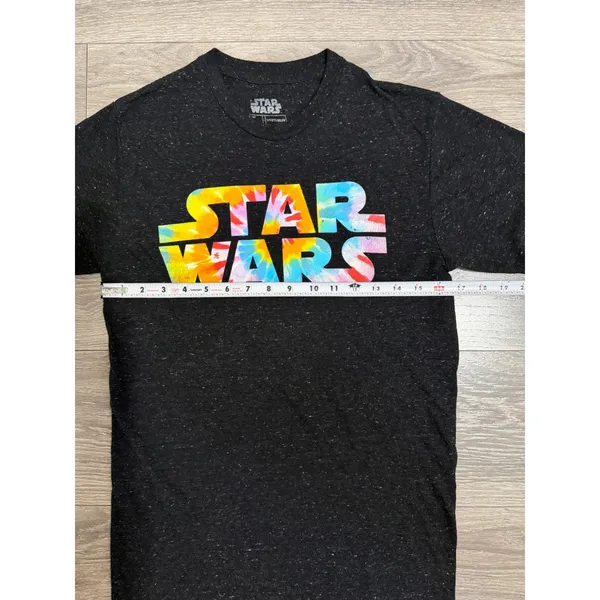 Star Wars Fifth Sun Womens Tee Small Charcoal Heather Rainbow Tie Dye Logo - Image 5