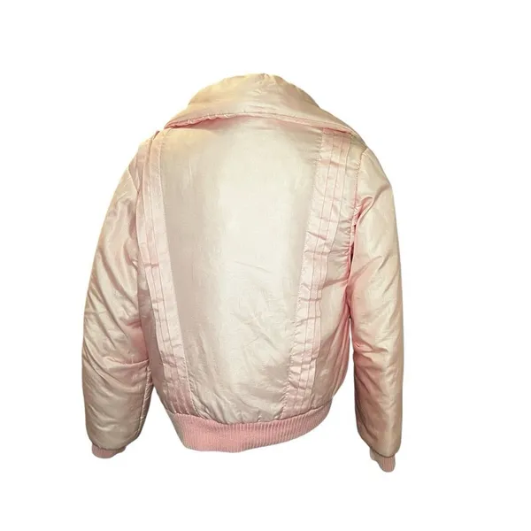 Vintage Pink Ski Puffer Jacket Retro Apres Ski Aspen Style Bomber M - Image 5
