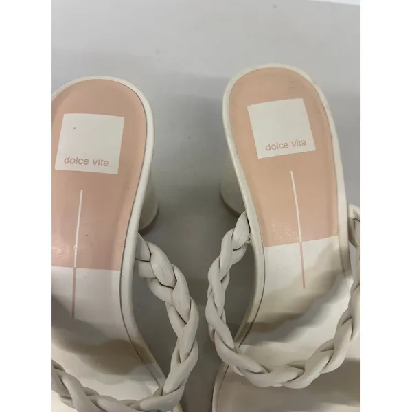 Dolce vita sz8 Women's Pang Heeled Sandal cream braided slip on open - Image 5