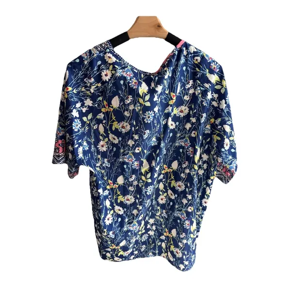 NWT C.O.Z.Y. Floral Patchwork Mixed Media Top - Size Large‎ - NEW Boho - Image 2