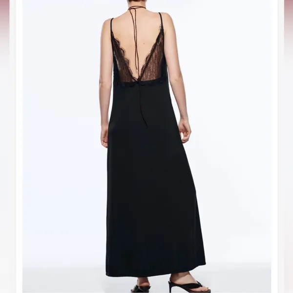 Zara Elegant Black Lace Maxi Dress - Image 3